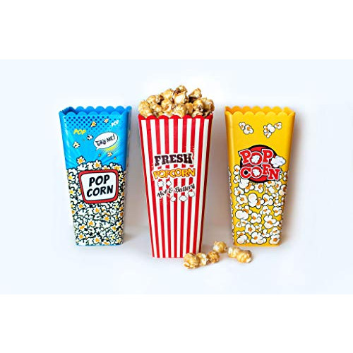 Reusable Movie Theater Themed Popcorn Buckets - 세트 3 Assorted Retro 스타일 Designs
