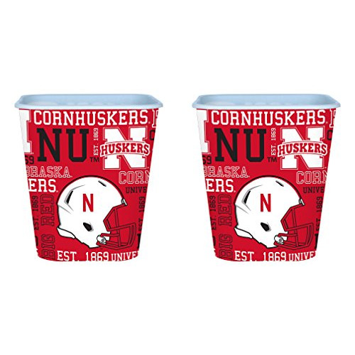 Boelter NCAA Nebraska Cornhuskers 3 Liter Reusable Plastic Snack 버킷 2 Pack