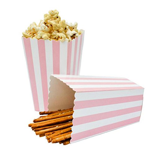 24pcs Striped Paper Popcorn Boxes Party Favor Supplies Black