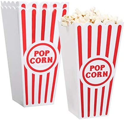 Plastic Reusable Popcorn Tub Red & White Striped 클래식 Containers Movie Night 2팩 small