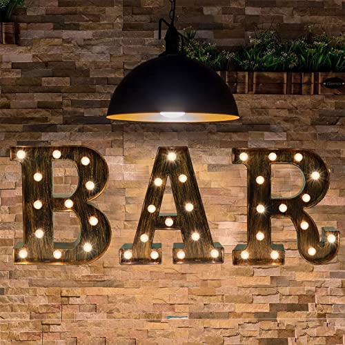 Vintage Lighted BAR Sign Marquee Light Up BAR Letter Lights Bar Cart Accessories Illuminated Tiki Bar Decorations for The Home Shelf Wall Cafe Birthday Party Bar Table Decor
