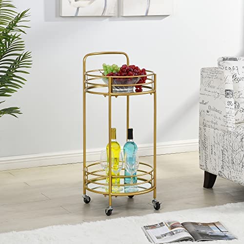 FirsTime & Co. 실버 Joliet Round Bar Cart American 디자인 16 x 33.5 inches Mirror 70274