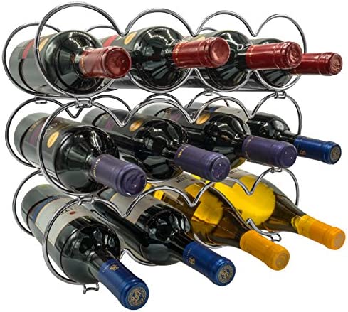 Sorbus 3-Tier Stackable Wine Rack - Round 클래식 스타일 Racks Bottles Perfect Bar Cellar Basement Cabinet Pantry etc Hold 12 메탈 Silver