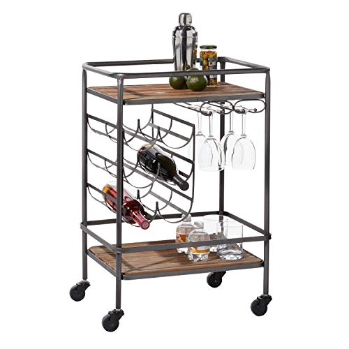 Deco 79 Industrial Wood Rectangle Bar Cart, 20 x 15 x 30, Brown