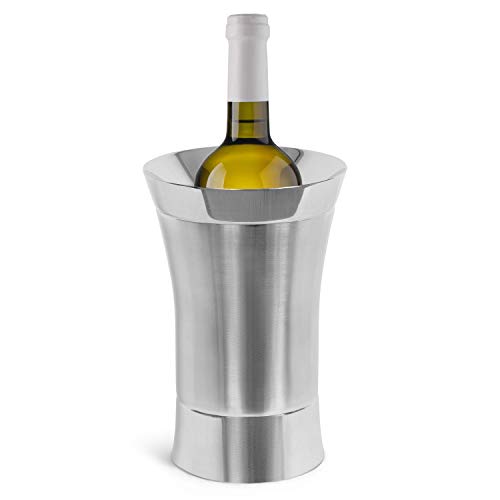 BirdRock Home Stainless-Steel Wine Chiller - Elegant Double Wall 버킷 Single Insulated Bottle Holder Champagne Cooler Table 악세사리 Indoor Outdoor Silver