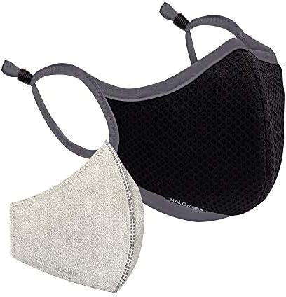 Halo Life Face 마스크 - Reusable/Washable Replaceable Nanofiber Filter 경량 Ultra-Breathable Specific Sizes 조절되는 fit Women/Men/Children- 200 Hour Black