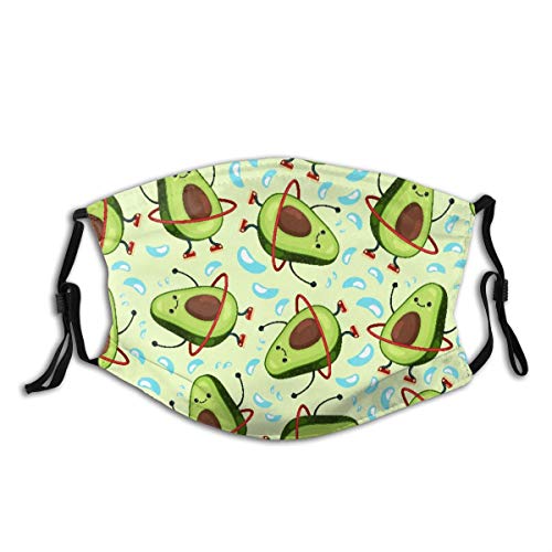 YCHY Face 커버 Cute Avocado Funny Fruit Character Doing Exercises Dumbbells Eating Healthy Fitness 아트 Print Balaclava Reusable Windproof Anti-Dust Mouth Neck Gaiter 2 Filters