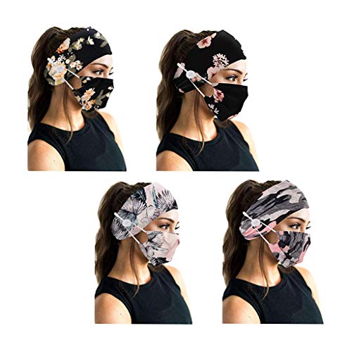 Generic 4 Sets 머리띠 Face 마스크 Outdoor Fitness Nurse Turban Headwear Set