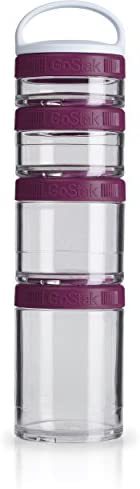 BlenderBottle GoStak Food Storage Containers for Protein Powder, Healthy Snacks, and Portion Control, 4-Piece Starter Pak, White
