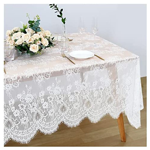 60x120 Inches White Lace Tablecloth Rectangle Vintage Embroidered Table 커버 Wedding Party Home Outdoor Spring Decorations