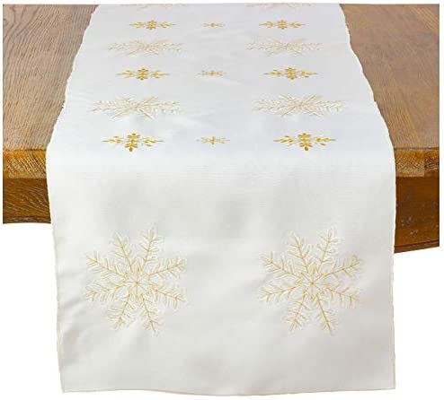 Occasion 갤러리 Ivory Winter Christmas Holiday Snowflake Tablecloth 70" X 120" Rectangular 1 Piece.