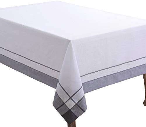 SARO LIFESTYLE Posh 컬렉션 Banded Border Tablecloth 72" x 144" Natural
