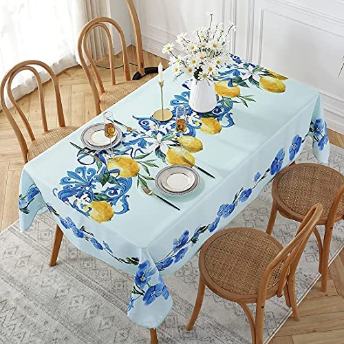 SASTYBALE Rectangle Tablecloth Wrinkle Resistant Summer Spill-Proof & Oil-Proof Table 커버 Lemon Pattern Kitchen Dining Holiday Party Decorations-60 x 120 Inch