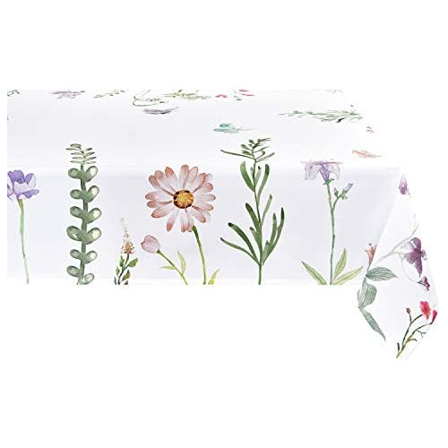 Watercolor Spring Flowers Tablecloth 60 x 84 inch Machine Washable 방수 Table 커버 Easter Decor Dining Holiday Parties