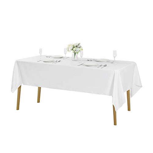 Rectangle Tablecloth 60x102 inch Washable Polyester Fabric Table Cloth Wedding Party Dining Banquet Decoration（60x102 White）