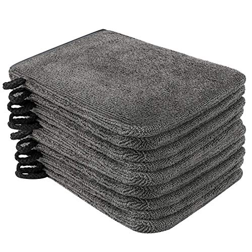 PHOGARY 10팩 Microfiber Body Wash Mitts 소프트 Face Mitten Bath Spa Cloth Reusable Makeup Remover Mitt Gloves European 스타일 Cloth,6x8inch grey