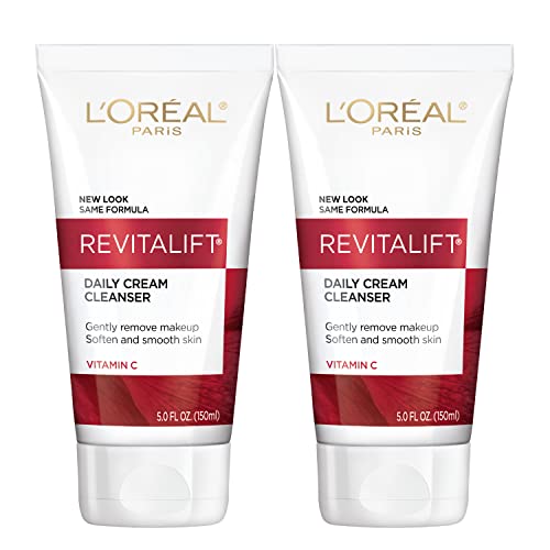 로레알 Paris Skincare Revitalift Radiant Smoothing Wet Facial Cream Cleanser 비타민 C Gentle Makeup Remover Face Wash All Skin Types 2 count
