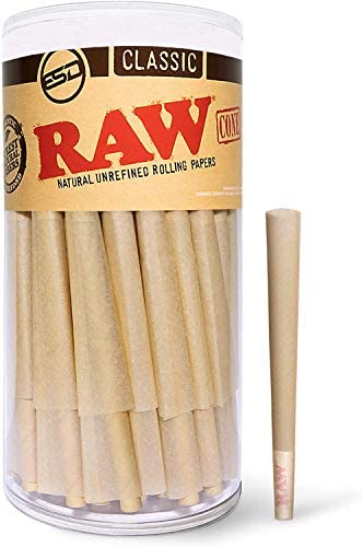 RAW Cones Classic 1-1/4 Size | 150 Pack | Natural Pre Rolled Rolling Paper with Tips & Packing Tubes Included
