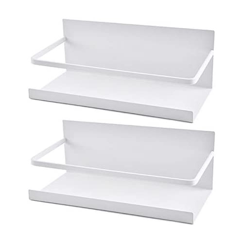 Roysili Spice Rack Magnetic Spice Rack Durable Magnetic Shelves For Refrigerator Easy To Use 2 Pack (White)