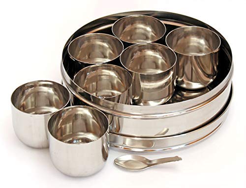 Stainless Steel Masala Dabba Spice Box,Spice Containers Masala Dabba Indian Spice Box, Kitchen Spice Box, Spice Box Masala Dabba - 7 Compartments, masala box,Storage Spice Containers, Storage Masala B