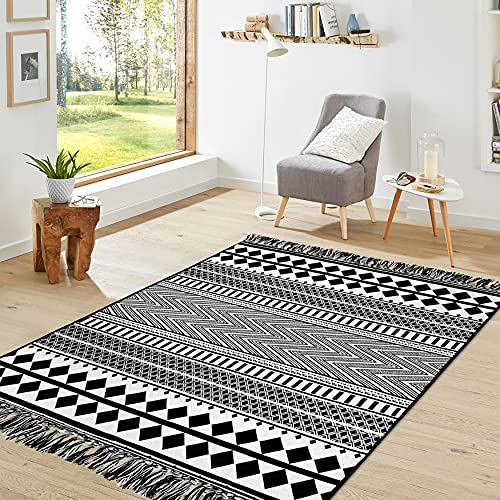 IOHOUZE Boho Area Rug 4x6 100% Woven Geometric Tassel Fully Reversible Cotton Machine Washable Moroccan Rugs Floor Carpet Door Mat Entryway Living Room 침실 Decor