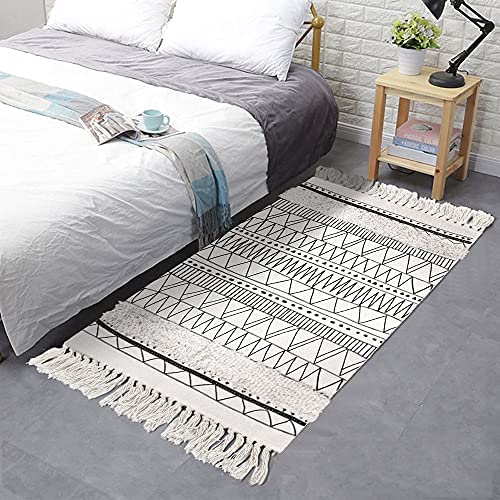 Seavish Tufted Cotton Area Rug,2X 3 Bohemia Geometric Hand Woven Fringe Throw Rug Shag Accent Tassel Living Room 침실 Bathroom Kitchen Laundry Dorm