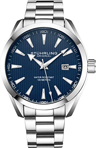 Stuhrling Original Mens Watch Analog Dial Date - Calfskin 가죽 Strap 스테인레스 스틸 Bracelet 3953 Watches Men Collection