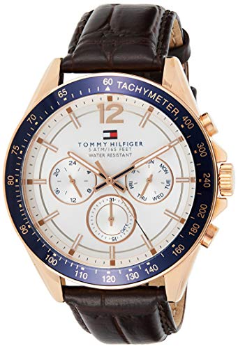 Tommy Hilfiger Mens 1791118 Sophisticated Sport Watch with Brown Leather Band