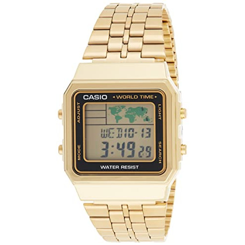 CASIO Mens Digital World TIME A500WGA-1DF Stainless Steel Watch