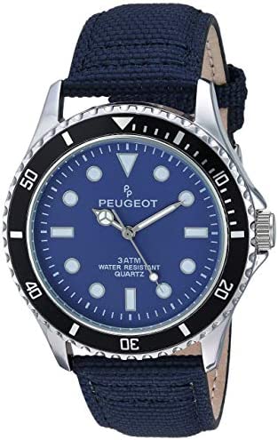 Peugeot Men 스포츠 Bezel Watch 매트 Canvas Wrist Band