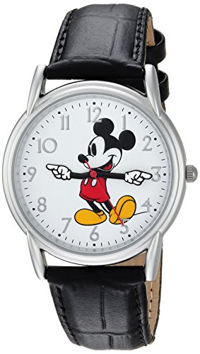 DISNEY Men Mickey Mouse Analog-Quartz Watch Leather-Synthetic Strap 매트 18 Model WDS000403