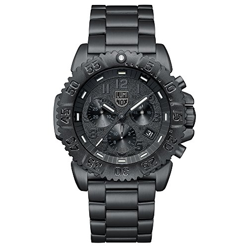 Luminox Navy Seal Steel Colormark Chronograph 3180 Series Wrist Watch Black, White Dial Steel Bracelet Black XS.3182.BO.L