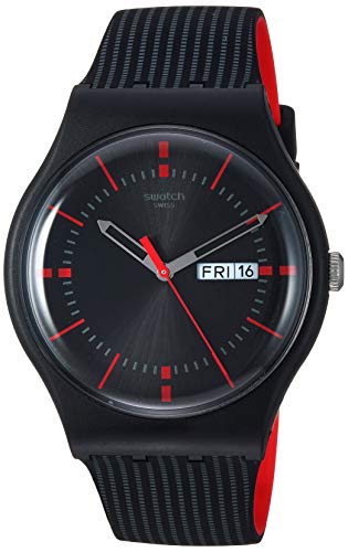 Swatch NEW GENT Quartz Silicone Strap, Black, 20 Casual Watch (Model: SUOB714)