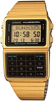 카시오 DATABANK Japanese Quartz Watch 스테인레스 스틸 Strap 골드 22 Model DBC611G-1VT