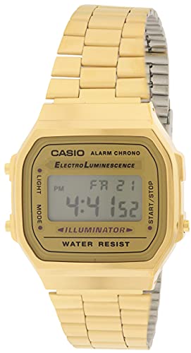 카시오 A168WG-9 Men Vintage 골드 메탈 Band Illuminator Chronograph Alarm Watch