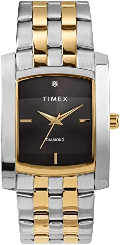 Timex Men Dress Analog 33mm 스테인레스 스틸 Bracelet Watch Genuine Diamond