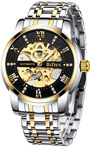 Mens Watches Mechanical Automatic Self-Winding 스테인레스 스틸 Skeleton Luxury 방수 Diamond Dial Wrist Men