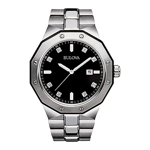 Bulova Men 실버 Diamond Dial Watch 98D103