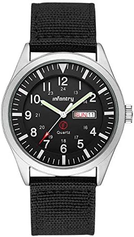 INFANTRY Mens Military 아미 Analog Watch Field Tactical 스포츠 Wrist Watches Men 매트 Nylon Strap Day Date