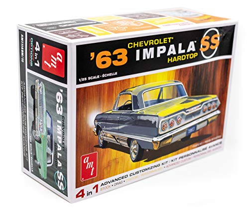 AMT 1963 Chevy Impala SS Hardtop - 1/25 Scale Model Kit Buildable Vintage Vehicles 어린이 Adults