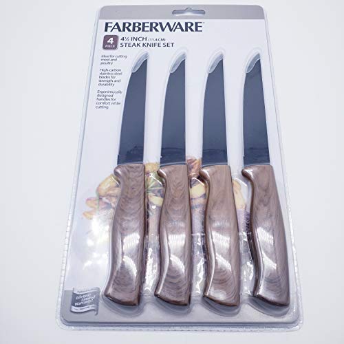 4 Piece Wooden Handle Steak Knife Set - 4.5 inch (11.4cm)