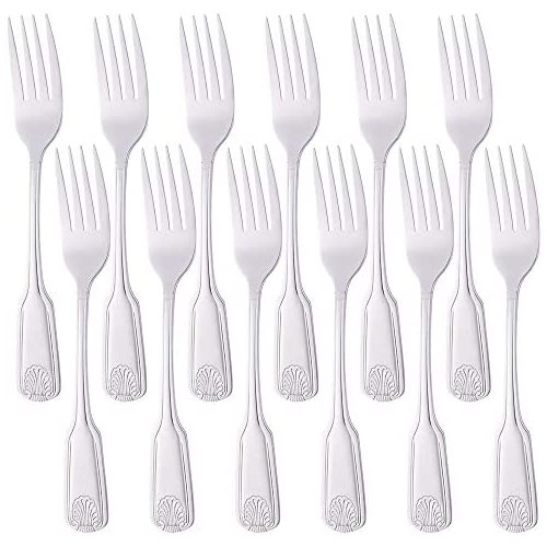 Dinner Knives Shell Pattern Table Knife 8.94 Inch Stainless Steel Flatware Set for Restaurant/Catering, BUY&USE Commercial Quality Silverware Pack of 12