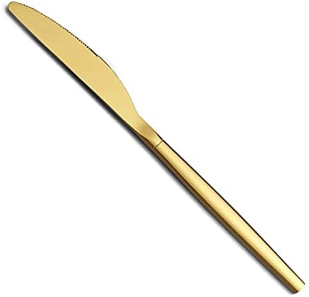 Berglander 골드 Dinner Knives 세트 4 티타늄 Shiny Plating 스테인레스 스틸 Knife Butter Table Dishwasher Safe