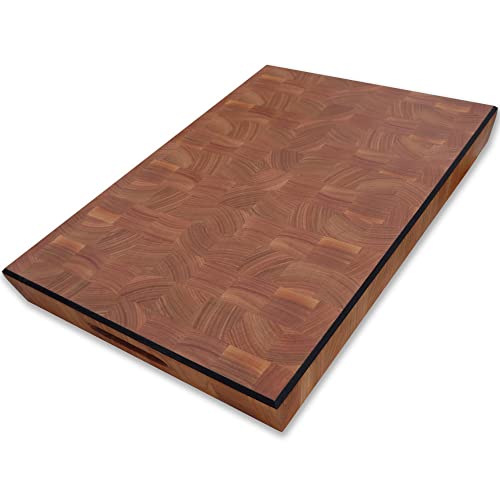 Large Wood cutting boards for kitchen Wooden butcher block Cutting board End grain cutting boards with feet and handles Heavy duty hardwood chopping bloks (20 × 14)