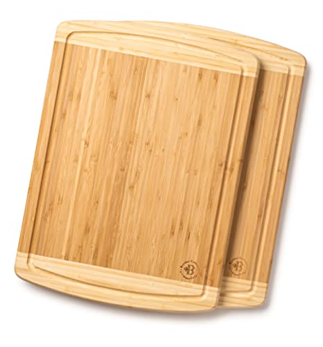 Bamboo Cutting Boards - 2-Pack Wood Cutting Board, Wooden Cutting Boards for Kitchen, 2 Large Cutting Boards - Also Suitable as Charcuterie Boards and Serving Trays - 17.5 x 13 x .75 In
