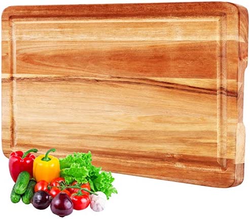InnoStrive Cutting Board 100% Environmental Friendly Acacia Wood Cutting Board For Kitchen Organic Wooden Chopping Board With Deep Juice Croove (17 x 12 x 1.5 inches)