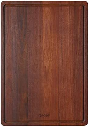 hecef Carbonized Acacia Wood Cutting Board with Juice Grooves and Built-in Recessed Grips, Ultra Thick Hardwood Chopping, Carving and ServingBoard for Meat, Vegetables, Fruit & Cheese