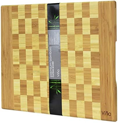 Vina Bamboo Cutting Board u2013 Medium 12u201Dx 8u201D Kitchen Chopping board Eco-friendly, Best for Chopping Brie Cheese, Vegetable, Pastry Lemon