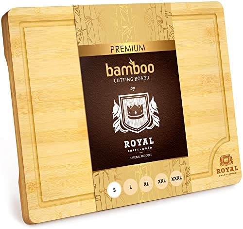 Extra Large Organic Bamboo Cutting Board with Juice Groove - Kitchen Chopping Board for Meat (Butcher Block) Cheese and Vegetables (XL 18 x 12)