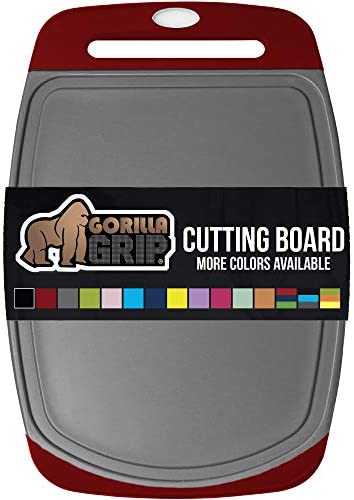 Gorilla Grip Reversible, Oversized, Thick Cutting Board, Easy Grip Handle, Deep Juice Grooves, Slip Resistant, Large Kitchen Chopping Boards for Meat, Veggies, Fruits, Dishwasher Safe, 16x11.2, Blue